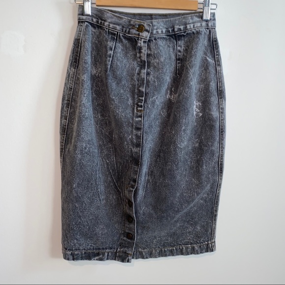 Vintage Acid Wash Grayish Pencil Skirt Size 10 - Picture 5 of 9